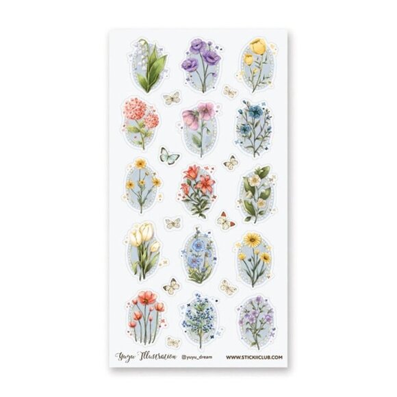 3 for $15 - NEW Floral Daydream‎ Sticker Sheet - Flower Stickers for Stationary - Picture 2 of 3